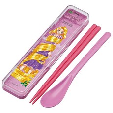 스케이터(Skater) 도시락 콤비 세트 젓가락 18cm 스푼 항균 가공 성인용 탑 위의 라푼젤 나카가와 쇼코 디즈니 프린세스 실리콘 쿠션이 달려 있어 소리가 나지 않는다 일본 제