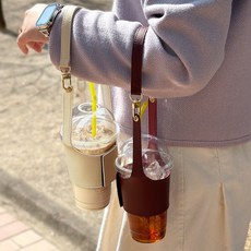 모나코올리브 골드버클 커피 텀블러 컵 테이크아웃 캐리어, 1개, 버건디