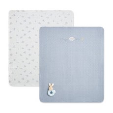 粉色兔子嬰兒毯，雙面花色設計，柔軟親膚透氣，寶寶舒適睡眠必備, Blue