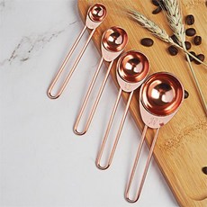 跨境北歐風格8件不銹鋼量勺量杯套裝烘焙工具鍍銅勺子跨境熱銷, 1個, 鍍金線柄量勺4件套