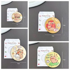 LIVEWORK 卡皮巴拉卡通隨身鏡 迷你小圓鏡, 卡皮巴拉小鏡子【水豚隨機】