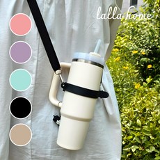 랄라홈 둘레조절 텀블러 스트랩 실리콘 어깨끈 크로스백, 1개, 블랙