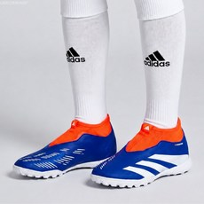 아디다스 키즈 풋살화 주니어 끈없는 초등 축구화 인조잔디 맨땅용 삭스형 발목보호 발편한 축구 신발