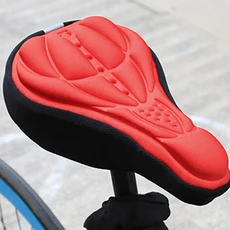 3D 소프트 사이클링 시트 커버 자전거 안장 MTB 산악 두꺼운 스폰지 패드 야외 통기성 쿠션 액세서리, 01 red, 1개