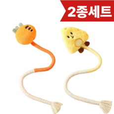 가온펫 튼튼한 스트레스 해소 면끈 로프 고양이 이갈이 장난감 2종, 1세트, 혼합