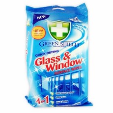 Greenshield 玻璃/窗戶與亮面磁磚專用清潔濕巾 快乾 無水痕, 1個