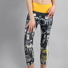 JoyHolly 拼色印花瑜珈褲