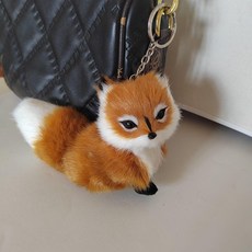 가방인형 키링 미니 회색 여우 파우치 지갑 열쇠고리 키홀더 차량용 펜던트 장난감, 1개, 옐로우