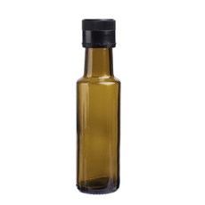 가인글로벌 원형오일125 엔틱갈색 유리병 오일스크류캡 블랙, 1개, 125ml