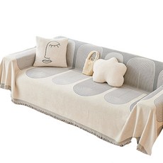 北歐現代年輪流蘇全蓋式沙發巾, 1個, 灰色