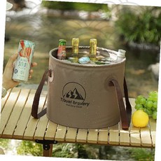 감성캠핑 접이식 설거지통 휴대용 물통 야외 세척용기 캠핑용품, 카키