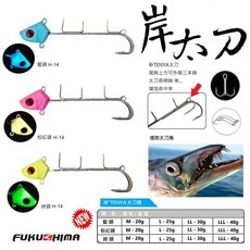 呈捷 FUKUSHIMA TENYA 岸太刀 夜光 太刀魚 太刀頭, 藍色,LLL 40g, 1個