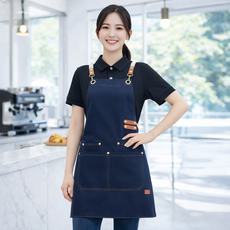 젠토 고수삘 캔버스 앞치마 방수 카페 공방 바리스타 주방, 1개, 네이비