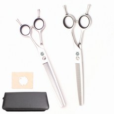 강아지 숱가위 애견 커브 반려견 애견미용가위 셀프미용 퍼프 직선형 요술가위 반려동물, 1개, 7.0 스트레이트 퍼프 컷 + 스트레이트 이발기 + 블