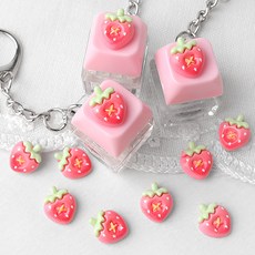 비즈아이 [6424-05]아크릴 키캡파츠 탑꾸재료 단추딸기 10.5x13mm 1개