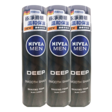 NIVEA 妮維雅男士深極炭保濕刮鬍泡, 3個, 200ml