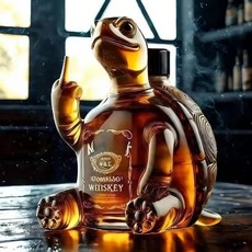 Funny Middle Finger Animal Decanter - Duck Turtle Dog Design Whiskey Glass Bottle 10oz Novelty, Funny Middle Finger Animal Dec