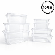 국내생산 1회용 투명 사출 직사각 밀폐용기 일회용 사각 도시락 소분 반찬통 용기, 1세트, 10개, 500ml