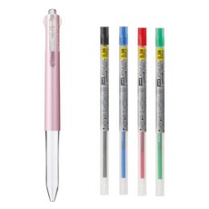 유니 스타일핏 4C 홀더 + 0.38mm 리필심 4색, P.핑크(P13) + 리필 4색