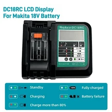 마키타 14.4V - 18V 고속 배터리 충전기 DC18RC 대체품 마키타 리튬이온 배터리 BL1860 BL1850 3.0A용 LE, 01 DC18RC-LCD, 01 영국