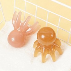 두피 괄사 마사지기 문어 머리 지압 승모근 림프 순환 리프팅 케어, 문어두피괄사 오렌지 S, 1개