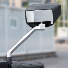 電動車後視鏡踏闆摩托車反光鏡通用三輪車凸面後照鏡，視野廣闊，安裝簡便，安全可靠, 1個, 8MM戰馬銀色桿左左左左