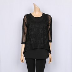 노브패리스 BGR2943 영문 이중망 칠부 티셔츠 66에서88 라인 라틴 모던 웰빙 군살 뱃살커버티 사계절 헐렁한 여자 댄스스포츠복