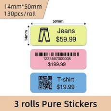 D30 열전사 프린터 라벨 자체 접착 BPA 무료 방수 내유성 홈 오피스 롤/박스, 01 3rolls 14x50 pure