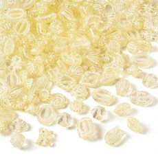 [ 1116941 ] 크래프트데이 100g 옐로우 팔찌 비즈 목걸이 혼합 라운드 타원형 플라워 하트 아크릴 투명 루즈 스페이서 10-18mm DIY 귀걸이 주얼리 제작용, 라이트 골든로드 옐로우