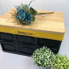 InstaCrate 折疊收納箱附松木蓋板/桌板 適用於露營/野餐, 1個