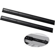 파이리 1쌍 서랍 볼 베어링 러너 슬라이드 감쇠 서랍 트랙 슬라이드 레일 무소음 검은색 탄소강 3단 가이드 레일 중장비용 서랍 슬라이드 드로우 / A / 45cm / 18인치