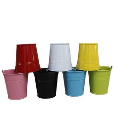 페인트통 페인트 깡통 바케스 철제 바스켓 화분 꽃, 블랙 S, 1개