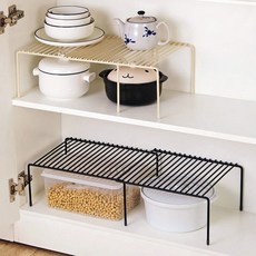 선반 주방 정리대 싱크대 받침대 후라이팬 접시거치대 접시정리대 그릇정리대, 길이조절선반 블랙