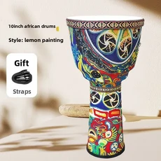 2025 양가죽 젬베 드럼 10인치 어린이용 아프리카 전문가용 성인 초보자 탬버린 휴대용 타악기, 05 Lemon Painting