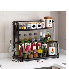 비쥬갤러리 주방 양념선반 정리대 2단양념통수납선반, 블랙