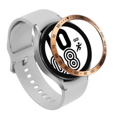 LuA lovel Galaxy Watch5/Watch4/Watch4 Classic 相容金屬錶圈保護殼 造型錶圈環, E玫瑰金色