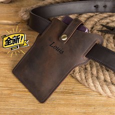 復古瘋馬皮手機包 男士通用搭扣大屏手機保護套