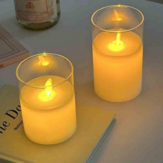 led 촛불 건전지 유리 무드등 흔들리는 촛불 무선 양초 가짜 인테리어 플라스틱 장식용 테이블 디자인, 화이트 중