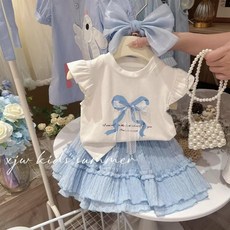 夏季女童套裝 女童公主裙夏裝2025新款洋氣兒童夏季套裝時髦小女孩半身裙兩件套