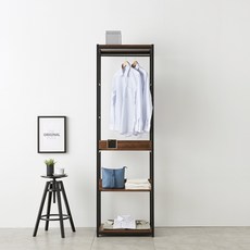 블랑누보 철제 튼튼한 인테리어 원룸 시스템 아파트 드레스룸 선반 수납장 600, 멀바우(드레스장602_옷봉+3단선반)