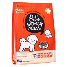 페츠베리머치 강아지사료 눈물사료 눈물자국 알러지 사료, 연어, 1kg, 1개