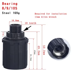 쿠쿠스토어 NOVATEC MTB 프리허브 리어 바디 8/9/10/11 속도 키트 볼 베어링 티타늄 마운틴로드 자전거 부, 15 Black Bearing 10S