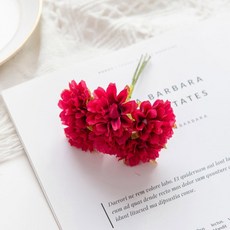 인공 꽃 실크 카네이션 크리스마스 홈 가든 웨딩 신부 부케 머리핀 DIY 축제 장식 18, 6 Pieces, 로즈 레드