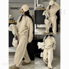 【臺灣出貨】 秋冬韓係套裝女 韓係簡約高級感運動服套裝女秋冬寬鬆休閒圓領衛衣衛褲學生兩件套