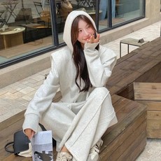 COSYEVNO 여성 봄가을 크롭 후드 와이드 팬츠 트레이닝복 세트 캐주얼 TZKtz-8