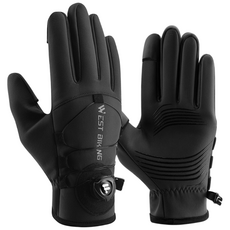 WEST BIKING 겨울 자물쇠 기능 방한 장갑 터치스크린 전손가락 라이딩 MTB 스포츠 장갑 1세트 Green, Black × L(Width 9-9.5CM) × 1세트