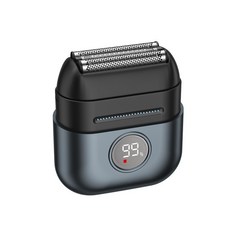 磁吸數顯電動刮鬍刀：便攜小巧、充電續航，男士旅行必備，數顯電量顯示，磁吸易清潔設計, T1藍色, 1個