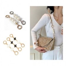 DUGNMARKT 가방리품 장식 모음 연장 체인 호환 액세서리 연장스 트랩 진주 플라워 가방길이 크로스백, 1개, 진주_골드