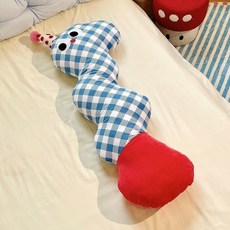 夏季長條抱枕 夾腿睡覺靠背枕, 藍格子小怪獸,120cm 可拆洗外套