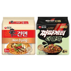 농심 신라면 건면5P 짜파게티 더블랙4P, 1세트